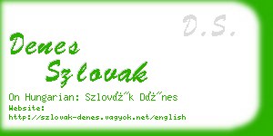 denes szlovak business card